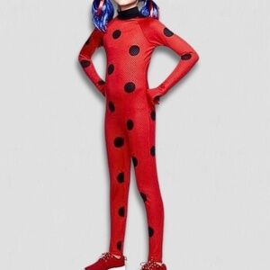 Miraculous Ladybug complete kids Halloween Costume Jumpsuit Wings Antennas sz S